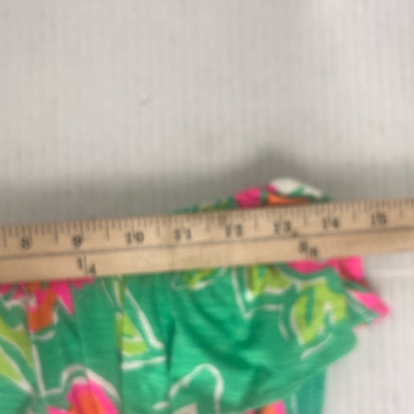 Lilly Pulitzer SZ M Amy Maxi Spearmint Fuzzy Navel Strapless Ruffle Floral Dress - Picture 9 of 15